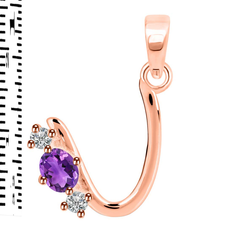 Amethyst & White Topaz Alphabet U Pendant AMT-RDA-73.