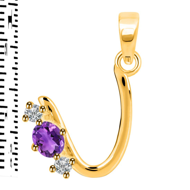 Amethyst & White Topaz Alphabet U Pendant AMT-RDA-73.