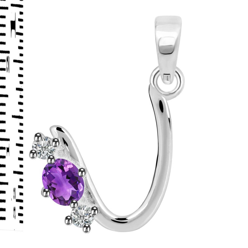 Amethyst & White Topaz Alphabet U Pendant AMT-RDA-73.