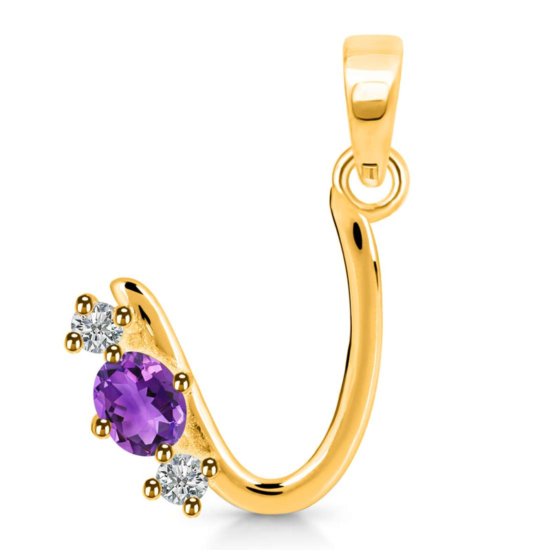 Amethyst & White Topaz Alphabet U Pendant AMT-RDA-73.