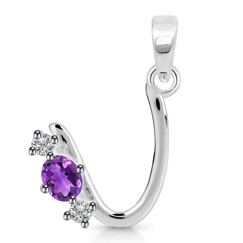 Amethyst & White Topaz Alphabet U Pendant AMT-RDA-73.