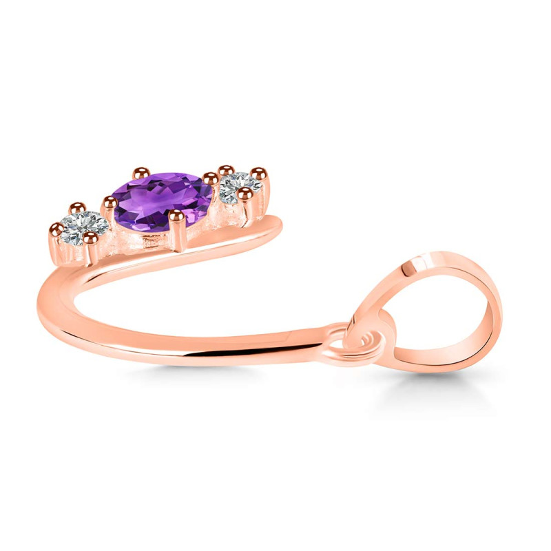 Amethyst & White Topaz Alphabet U Pendant AMT-RDA-73.