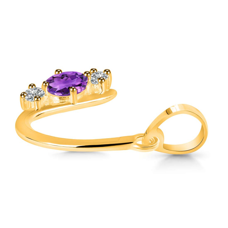 Amethyst & White Topaz Alphabet U Pendant AMT-RDA-73.