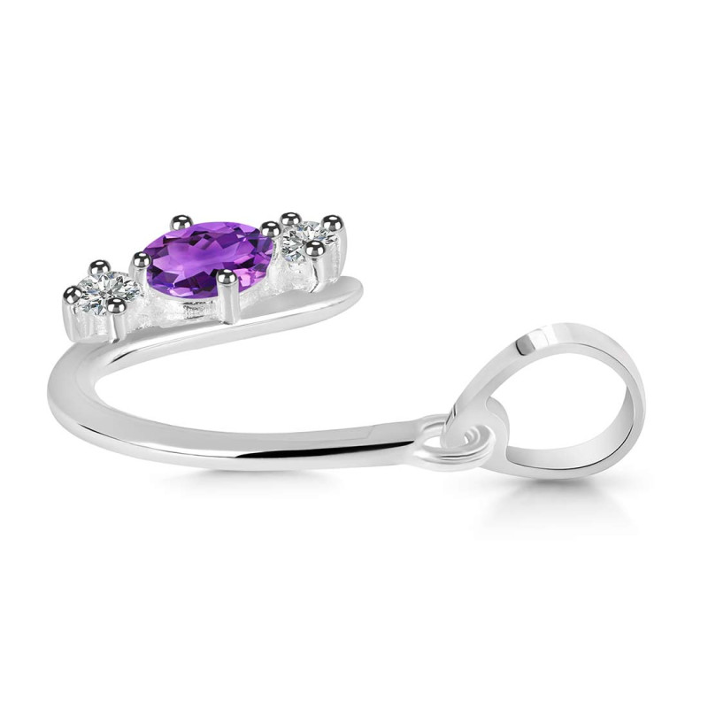 Amethyst & White Topaz Alphabet U Pendant