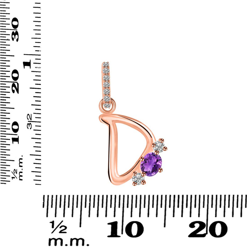 Amethyst & White Topaz Alphabet D Pendant AMT-RDA-82.