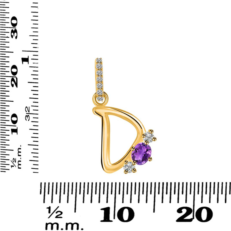 Amethyst & White Topaz Alphabet D Pendant AMT-RDA-82.