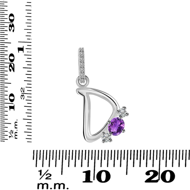 Amethyst & White Topaz Alphabet D Pendant AMT-RDA-82.