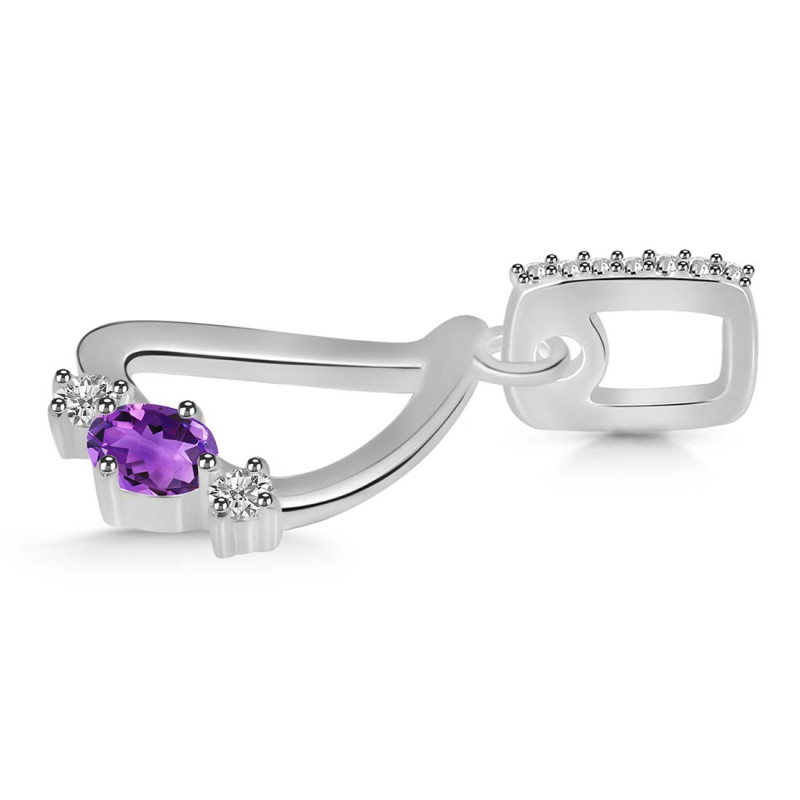 Amethyst & White Topaz Alphabet D Pendant