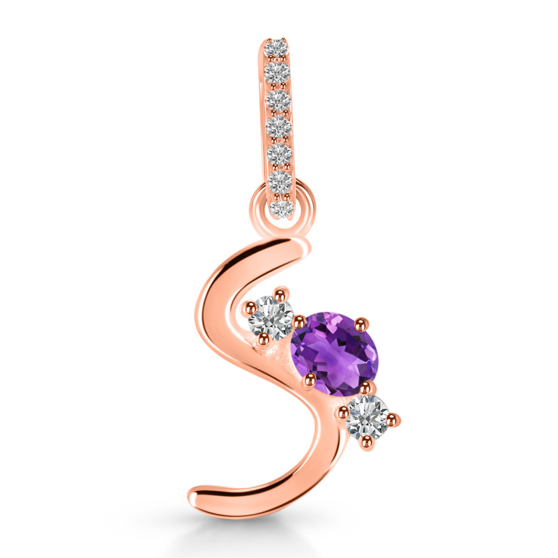 Amethyst & White Topaz Alphabet S Pendant AMT-RDA-97.