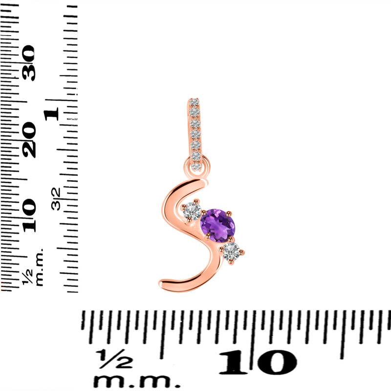 Amethyst & White Topaz Alphabet S Pendant AMT-RDA-97.