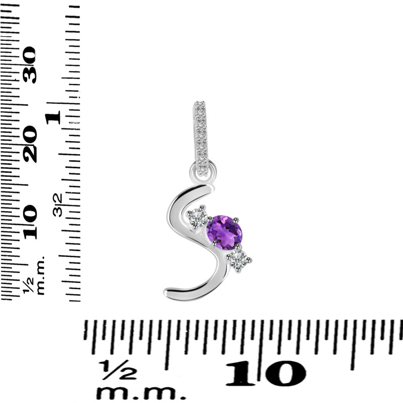 Amethyst & White Topaz Alphabet S Pendant AMT-RDA-97.