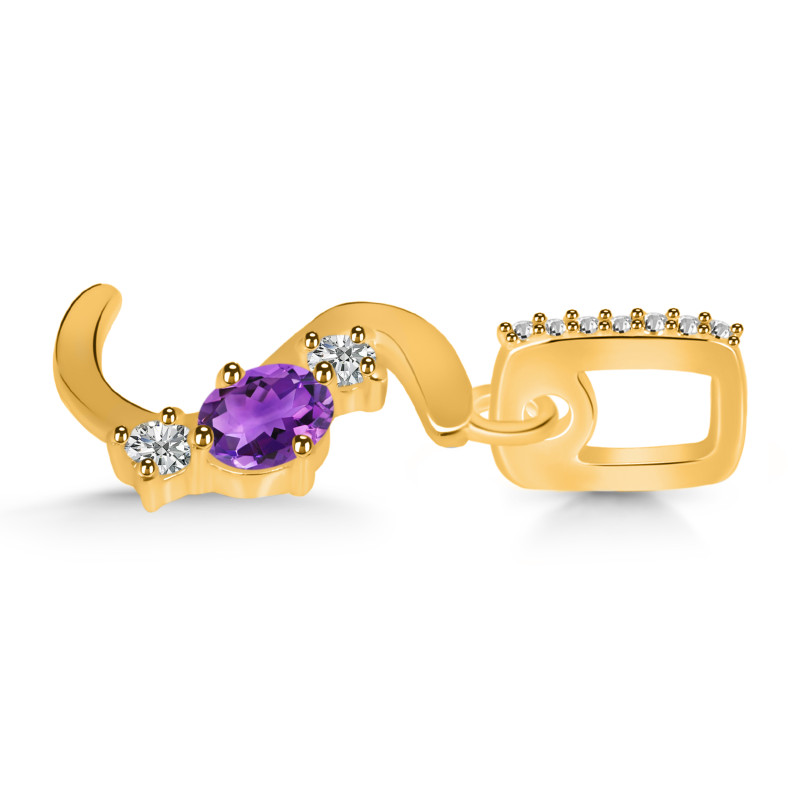 Amethyst & White Topaz Alphabet S Pendant AMT-RDA-97.