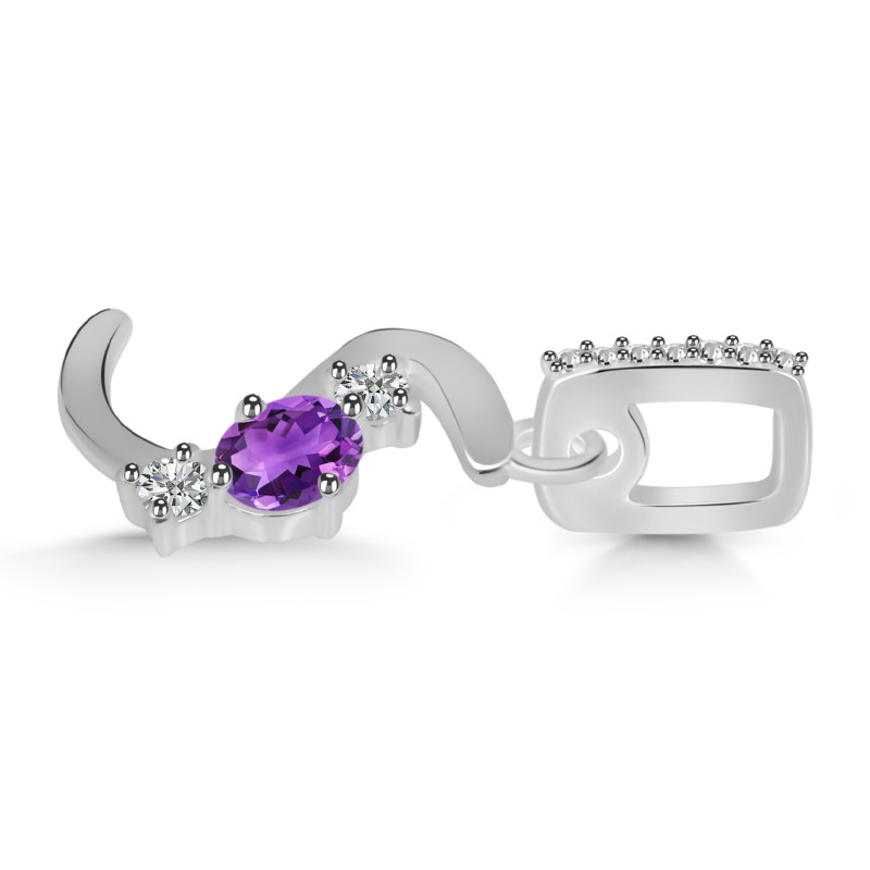 Amethyst & White Topaz Alphabet S Pendant