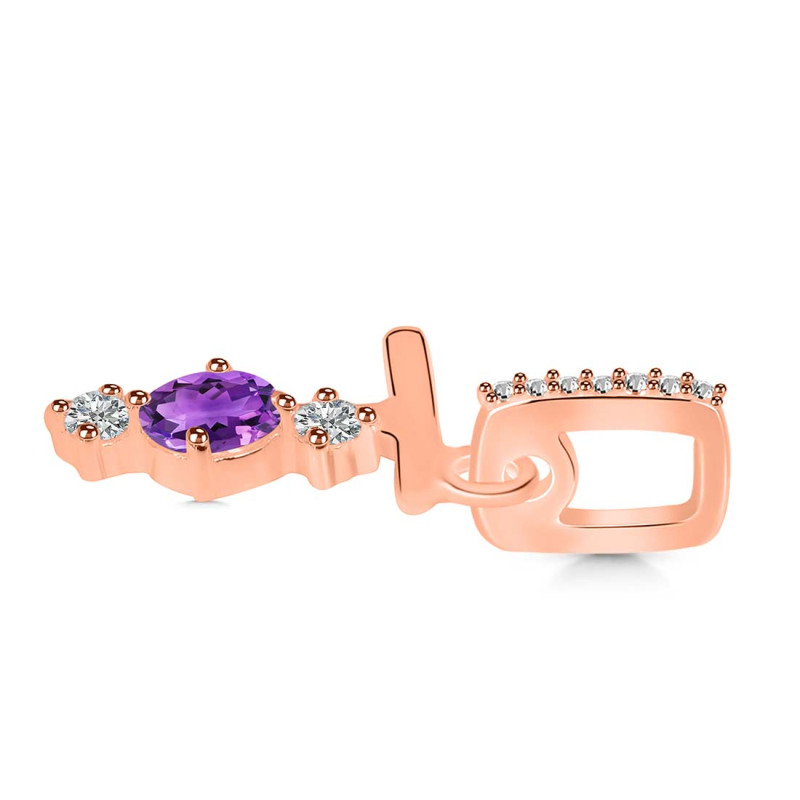 Amethyst & White Topaz Alphabet T Pendant AMT-RDA-98.
