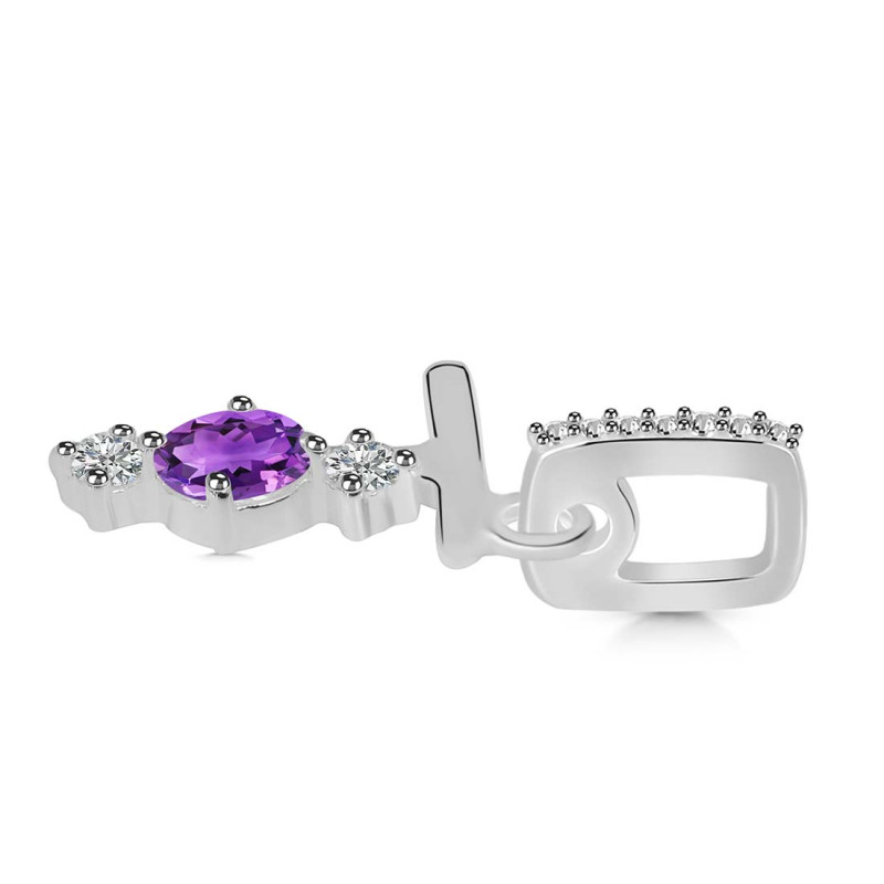 Amethyst & White Topaz Alphabet T Pendant