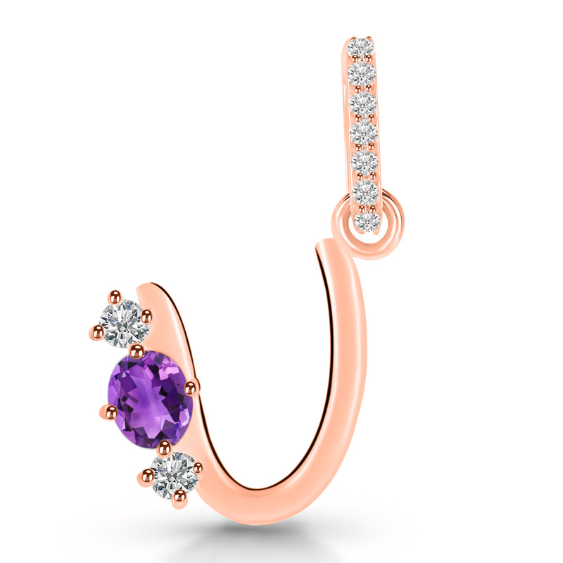 Amethyst & White Topaz Alphabet U Pendant AMT-RDA-99.