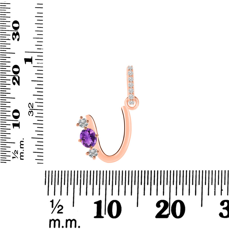Amethyst & White Topaz Alphabet U Pendant AMT-RDA-99.