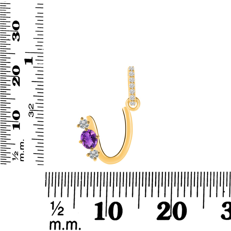 Amethyst & White Topaz Alphabet U Pendant AMT-RDA-99.