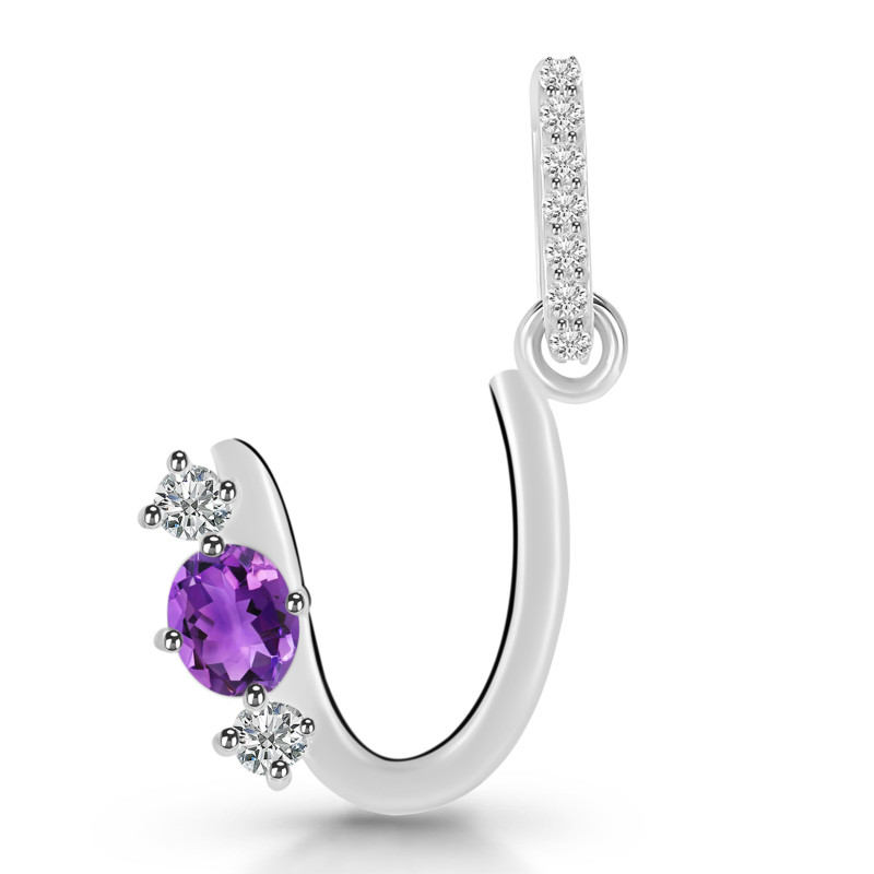 Amethyst & White Topaz Alphabet U Pendant AMT-RDA-99.