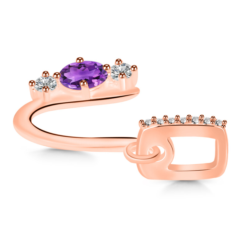 Amethyst & White Topaz Alphabet U Pendant AMT-RDA-99.