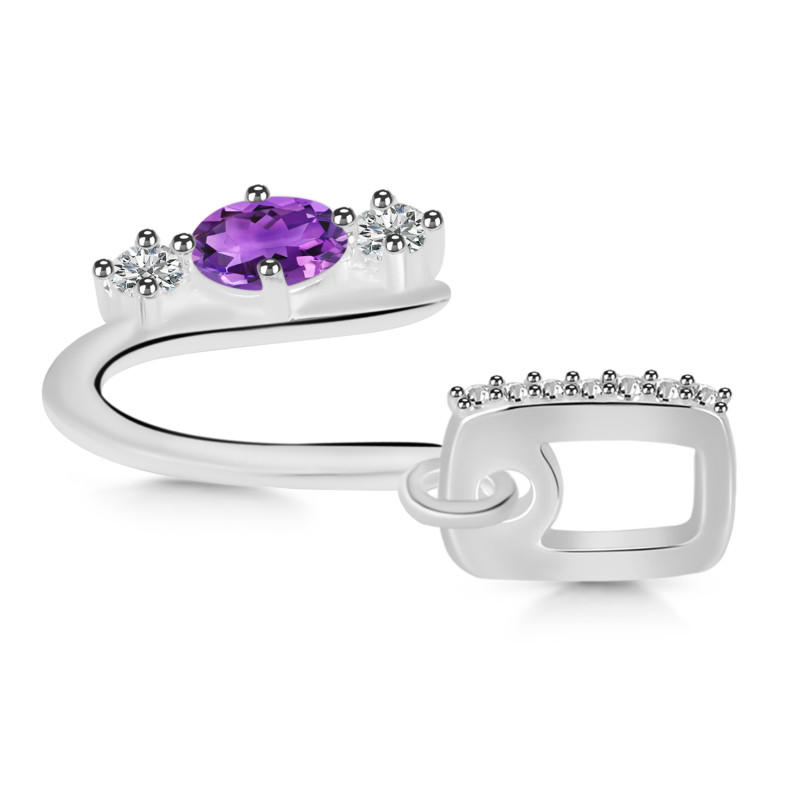 Amethyst & White Topaz Alphabet U Pendant