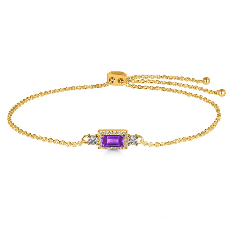 Amethyst & White Topaz Bracelet AMT-RDB-140.