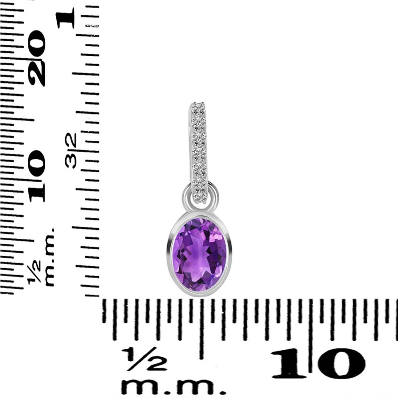Amethyst & White Topaz Pendant AMT-RDP-780-CZ-LOOP.