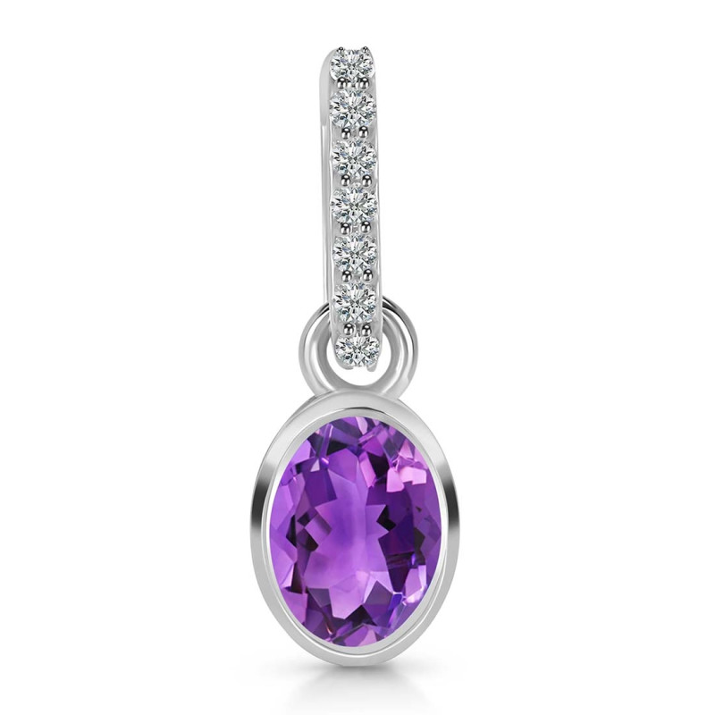 Amethyst & White Topaz Pendant AMT-RDP-780-CZ-LOOP.
