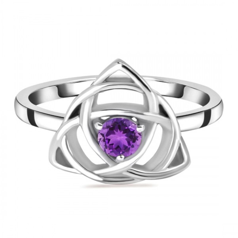 Amethyst Triquetra Ring AMT-RDR-2142.