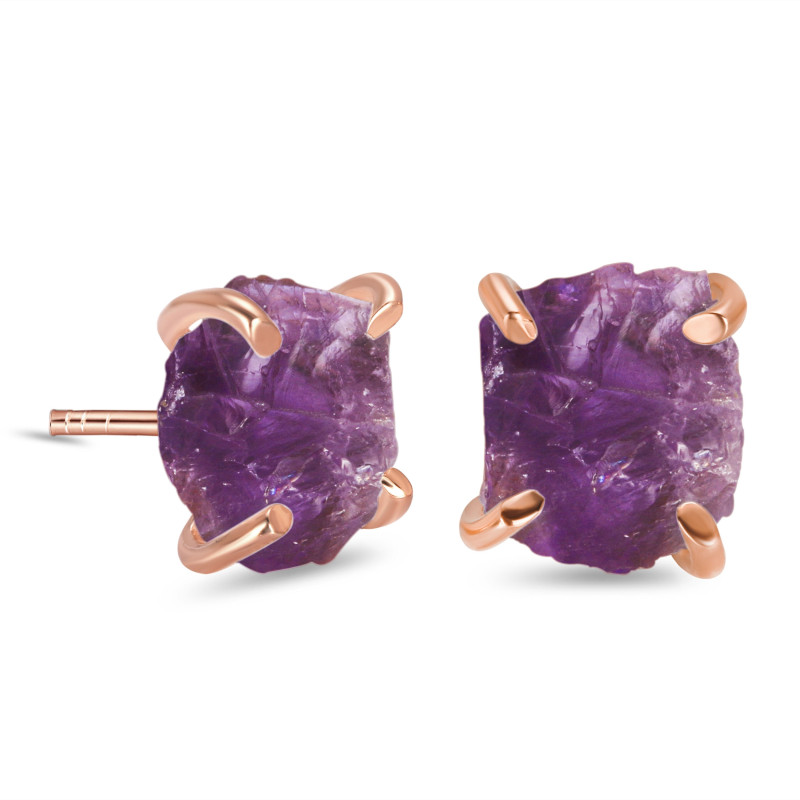 Amethyst Raw Crystal Stud Earring AMT-RE-200.