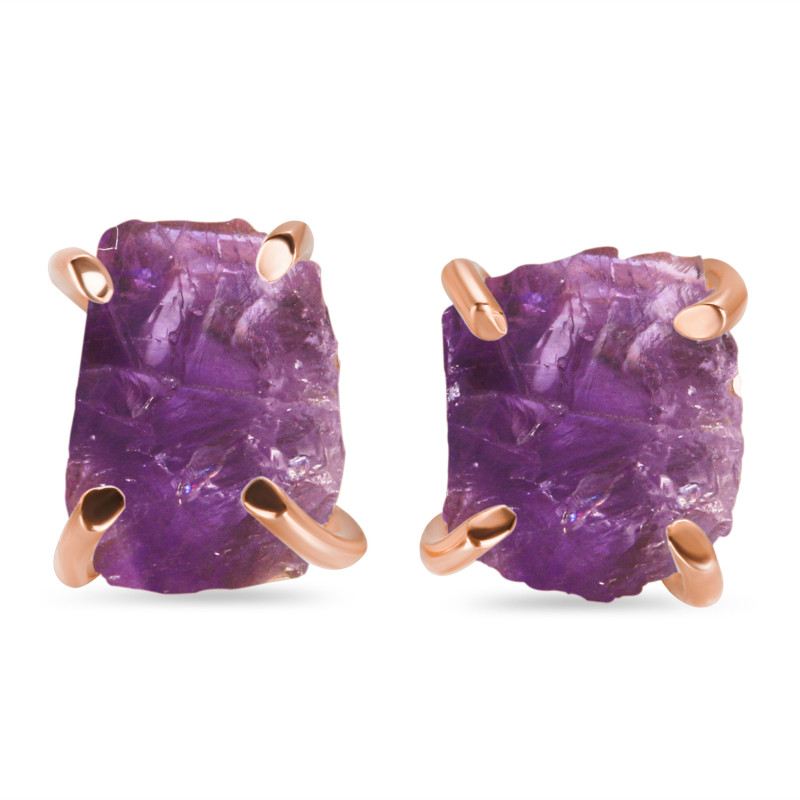 Amethyst Raw Crystal Stud Earring AMT-RE-200.