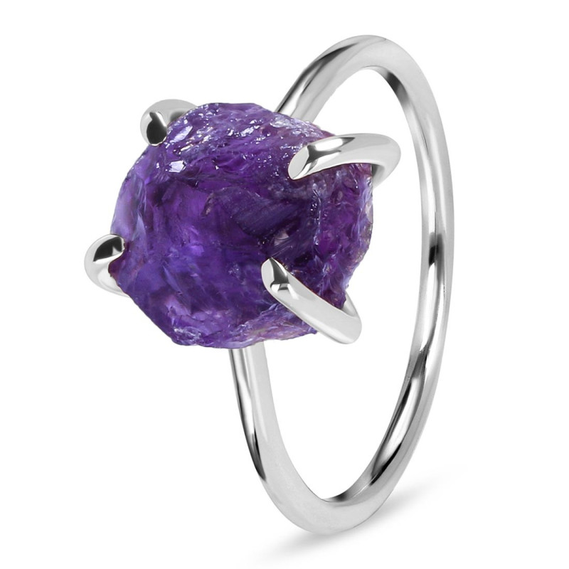 Amethyst Raw Crystal Ring