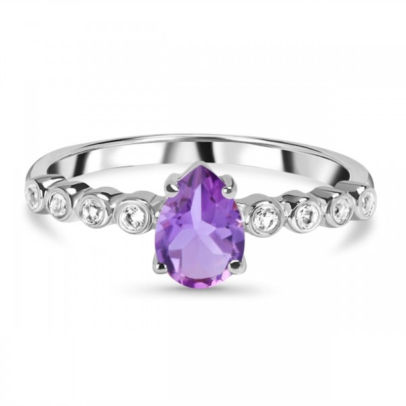 Amethyst & White Topaz Ring AMT-RR-419D.