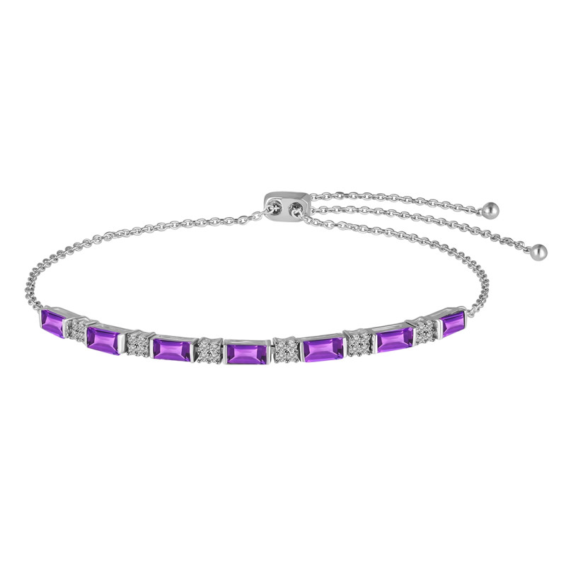 Amethyst & White Topaz Bracelet AMT-RDB-133.
