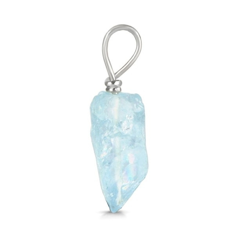 Aquamarine Raw Crystal Drill Pendant