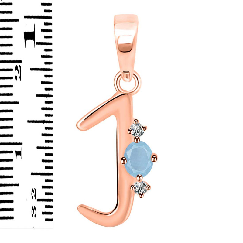 Aquamarine & White Topaz Alphabet J Pendant AQM-RDA-10.