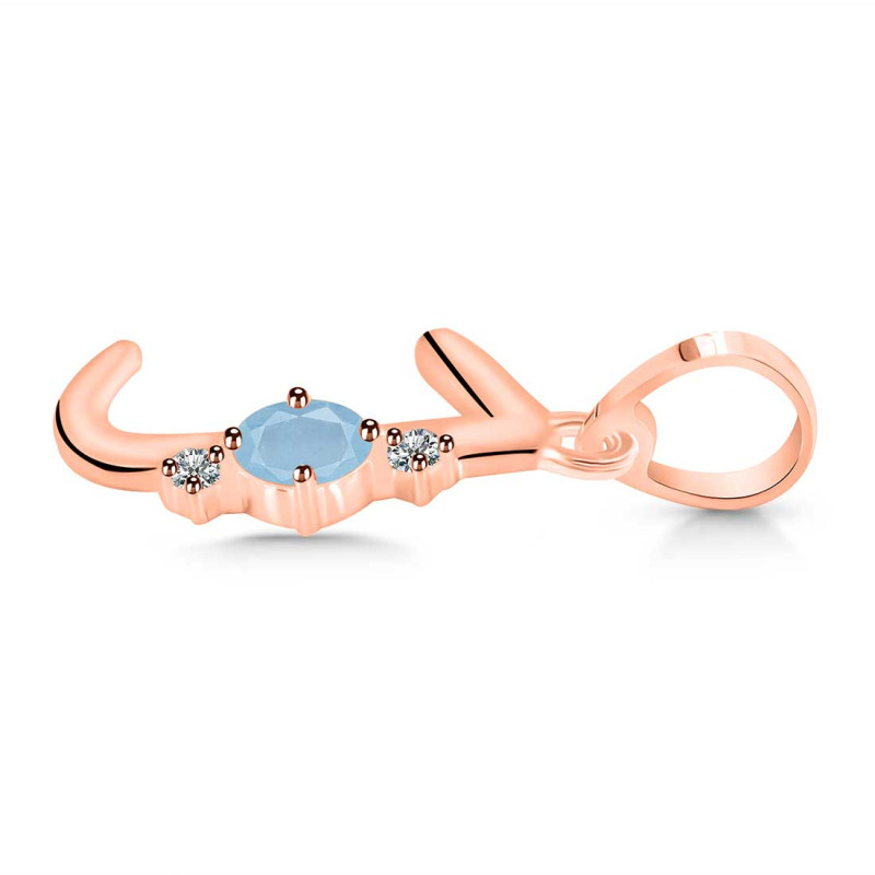 Aquamarine & White Topaz Alphabet J Pendant AQM-RDA-10.