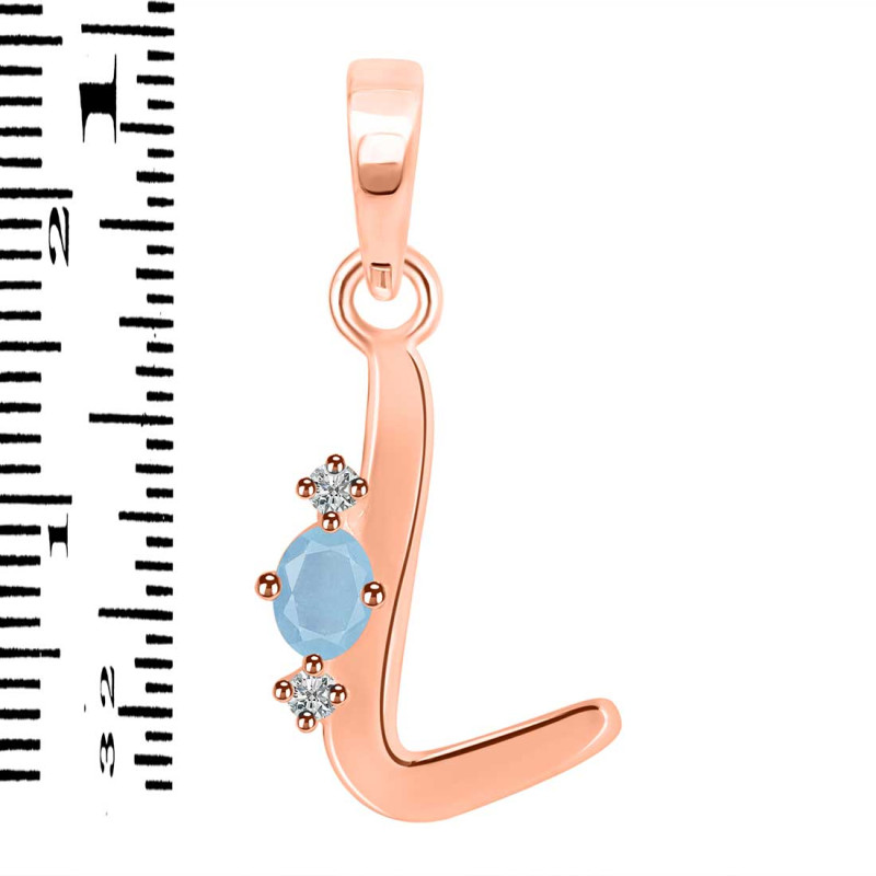 Aquamarine & White Topaz Alphabet L Pendant AQM-RDA-12.