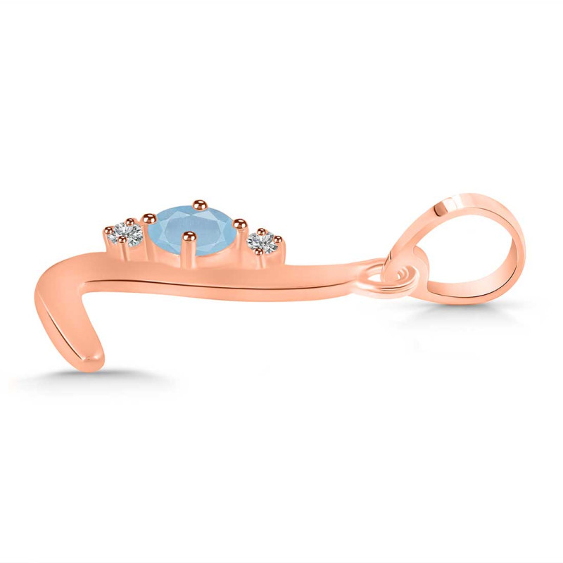 Aquamarine & White Topaz Alphabet L Pendant AQM-RDA-12.