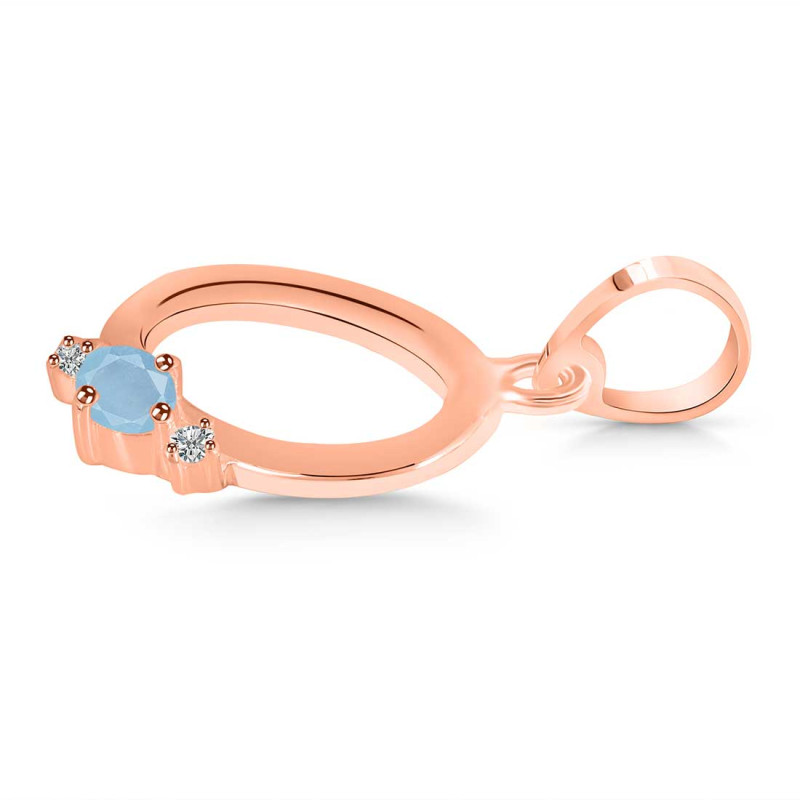Aquamarine & White Topaz Alphabet O Pendant AQM-RDA-15.