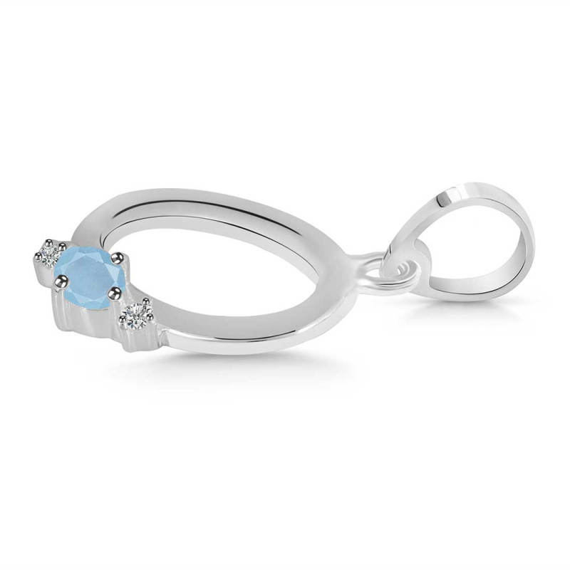 Aquamarine & White Topaz Alphabet O Pendant