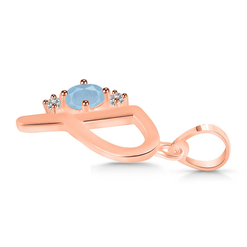 Aquamarine & White Topaz Alphabet P Pendant AQM-RDA-16.