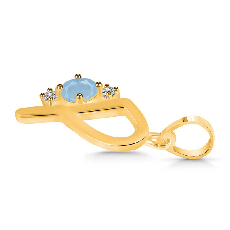 Aquamarine & White Topaz Alphabet P Pendant AQM-RDA-16.