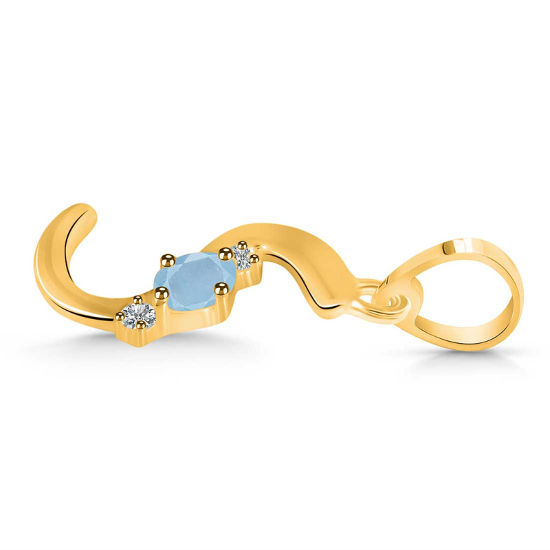 Aquamarine & White Topaz Alphabet S Pendant AQM-RDA-19.