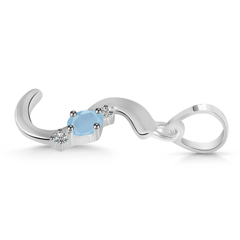 Aquamarine & White Topaz Alphabet S Pendant
