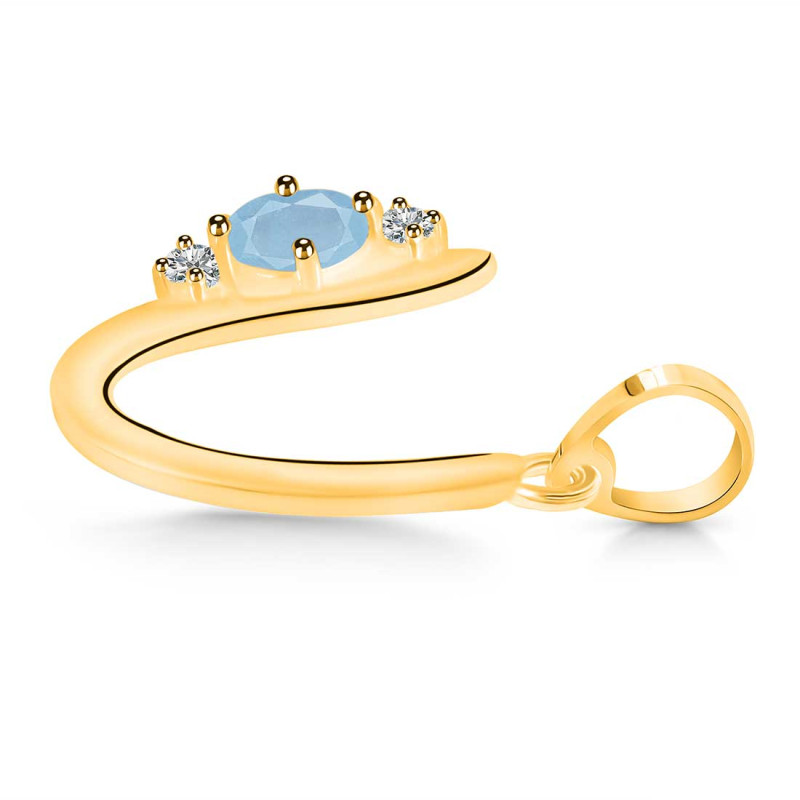 Aquamarine & White Topaz Alphabet U Pendant AQM-RDA-21.