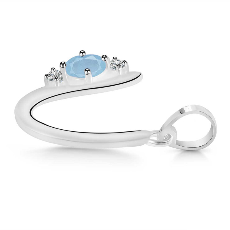 Aquamarine & White Topaz Alphabet U Pendant