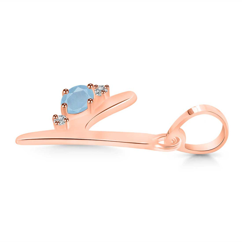 Aquamarine & White Topaz Alphabet Y Pendant AQM-RDA-25.