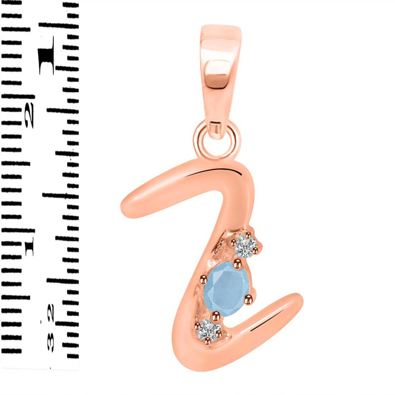 Aquamarine & White Topaz Alphabet Z Pendant AQM-RDA-26.