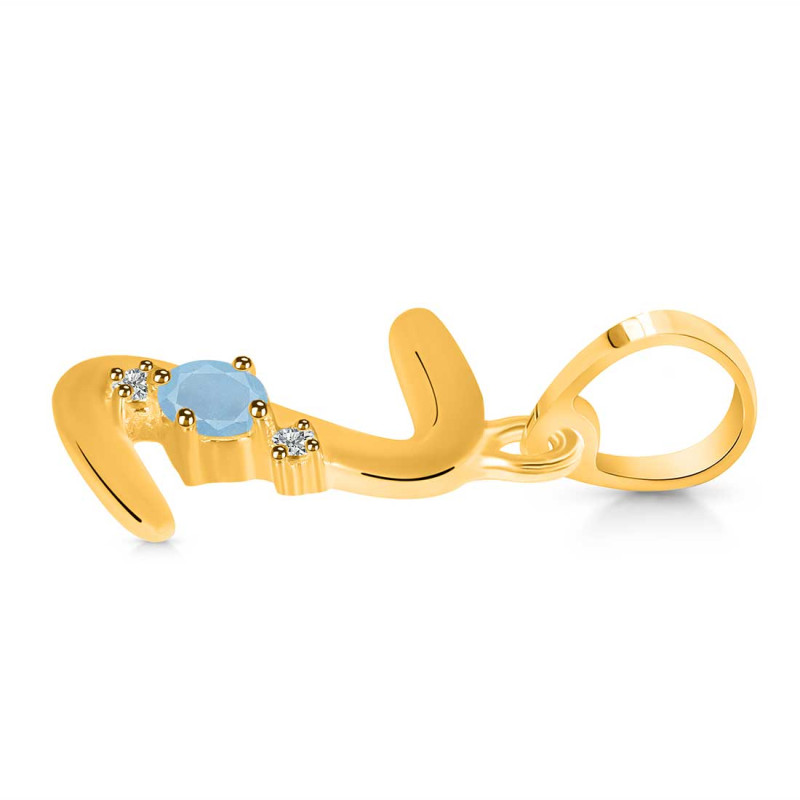 Aquamarine & White Topaz Alphabet Z Pendant AQM-RDA-26.